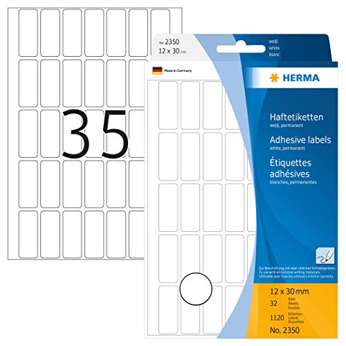 Herma Multi-purpose labels 12x30mm white 1120 pcs. HERMA - Etiquetas e tags - 12x30mm, 1120 pcs, brilhante, multi-purpose