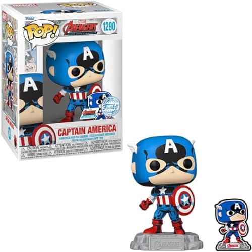 Figura FUNKO POP! Marvel: Captain America with Enamel Pin funko-inc - Brinquedos - figura, funko pop, marvel, captain america, enamel pin, pvc