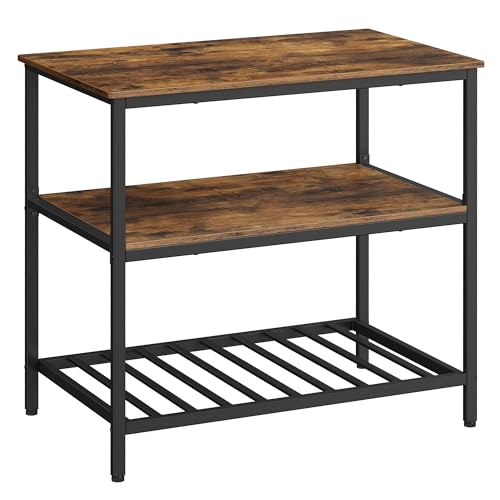 Ilha de Cozinha VASAGLE Kki005B01 (Madeira e Metal - 100x60x90cm) VASAGLE - Conjuntos de móveis - madeira, metal, preto, branco, 100x60x90cm