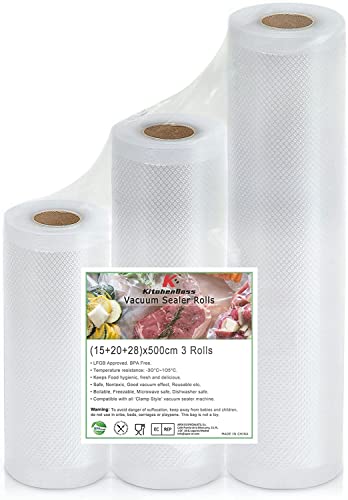 Conjunto 3 Rolos de Plástico Kitchen Boss para Máquina de Selar a Vácuo KitchenBoss - Bolsas para seladoras a vácuo - 3 rollos, plástico, selar a vácuo, alimentos frescos