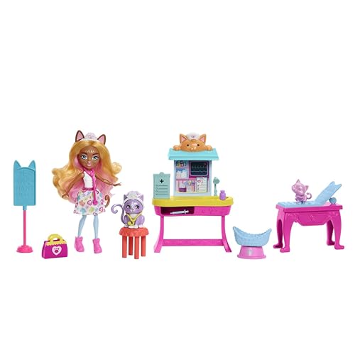 Boneca ENCHANTIMALS City Tails Dr. Calin Cat Enchantimals - Brinquedos - boneca, enchantimals, city tails, dr calin cat, clínica de bem-estar
