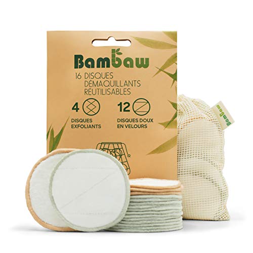 Discos de Limpeza para Maquilhagem BAMBAW Reutilizável Bambaw - Algodão em bolas - reutilizável, 16 discos, algodão