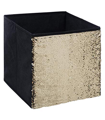 Caixa de Arrumação Portátil SEQUIN SHINE Preto (31 x 31 cm) Five Simply Smart - Caixas de mudança e envio - portátil, sequin, preto, 31x31cm