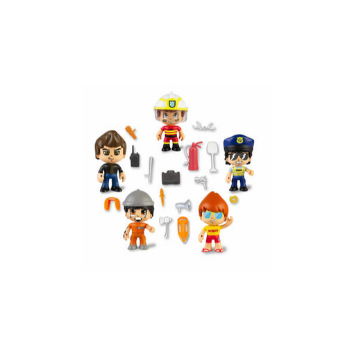 Conjunto de bonecos PINYPON Pinypon (3 anos) Famosa - Brinquedos - 5 figuras, profissionais de emergência, acessórios