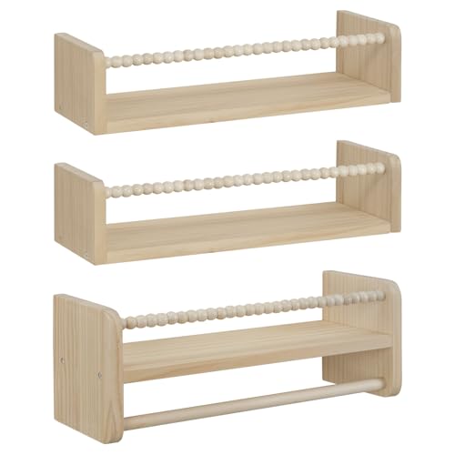 Woltu Madeira Prateleiras infantis 3 prateleiras WOLTU - Prateleiras de parede e ledges - 3 prateleiras, madeira, fácil de limpar, design moderno