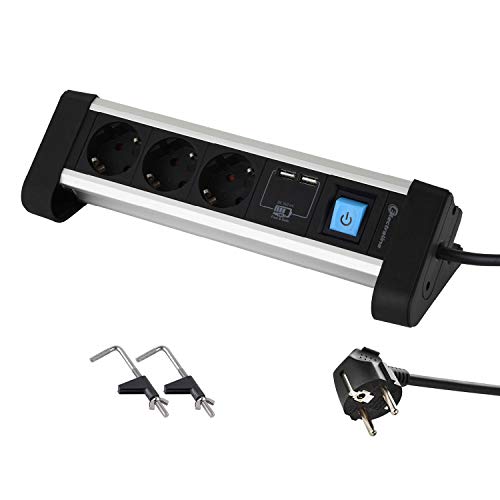 Extensão Elétrica ELECTRALINE 62553 (3 Tomadas - Tipo F) Electraline - Filtros de linha e supressores de surtos - 3 tomadas, 2 portas USB, interruptor on/off, cabo H05VV-F