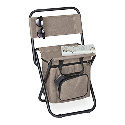 Cadeira de Campismo Relaxdays com Bolsa | Bege Relaxdays - Móveis de exterior - campismo, bolsa, bege