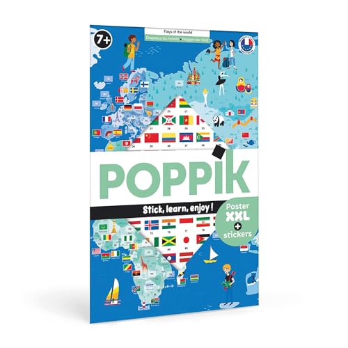 Póster POPPIK Mapa do Mundo (Idade Mínima Recomendada: 7 anos) POPPIK - Pósteres, impressões e arte visual - criativo, geografia, adesivos, pintura