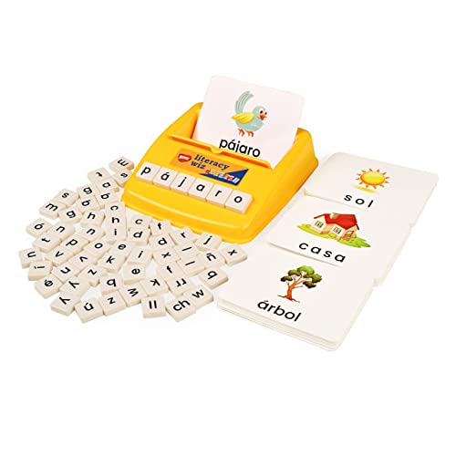 Brinquedo Educativo BOHS Jogo divertido de alfabetização española BOHS - Autocolantes decorativos - alfabetização, 52 cartões, habilidades motoras, reconhecimento de letras
