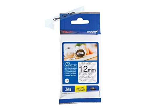 Fita para Etiquetadora Brother TZe-131S Preto sobre Transparente Brother - Fitas de etiquetas e recargas - 4 metros, preto sobre transparente, fácil de utilizar