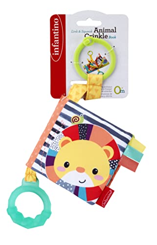 Jogo Didático INFANTINO Fabric Crinkle Book INFANTINO - Cuidados com a higiene oral - didático, crinkle book, contar, animais, sons