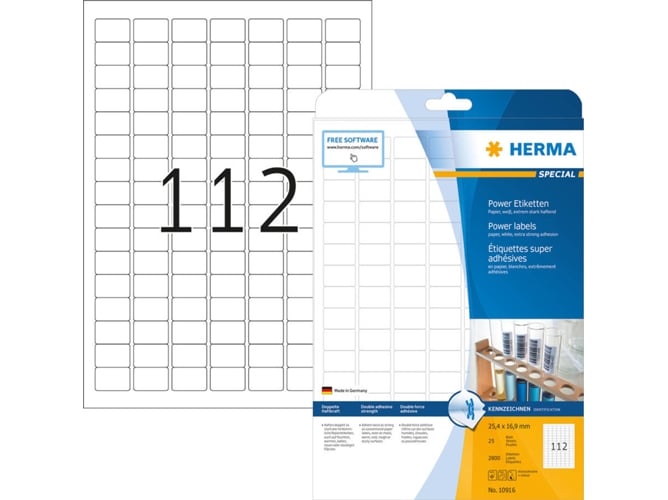 Herma 10916 etiqueta para impressão Branco HERMA - Etiquetas e tags - branco, laser, self-adhesive, a4