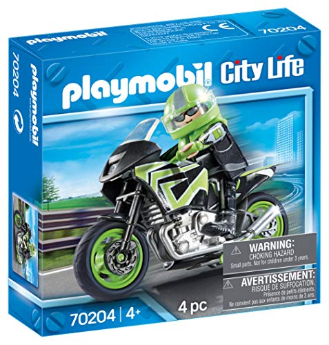 Playmobil City Life 70204 Moto com Motorista PLAYMOBIL - Conjuntos de brinquedos - moto, motorista, capacete, proteção