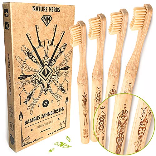 Escova de Dentes Bamboo Set Pack of 4 NATURE NERDS Nature Nerds - Escovas de dentes - bamboo, set pack 4, nature nerds