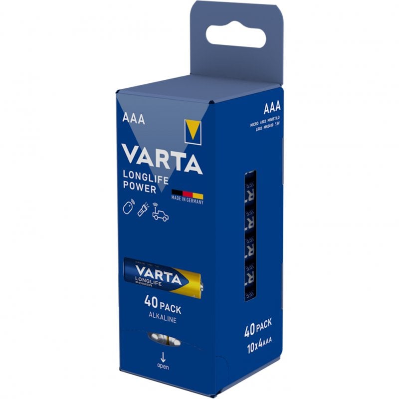 Pilhas Não Recarregáveis VARTA AAA LR03 (40 unidades) Varta - Baterias de uso geral - alcalinas, 1.5v, longa duração, 40 unidades
