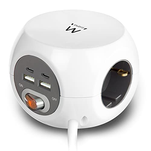 Extensão Elétrica EWENT 3x Schuko + 2x Usb-C + 2X Usb 3.4 Ewent - Fios e cabos elétricos - schuko, usb-c, usb, 3/4