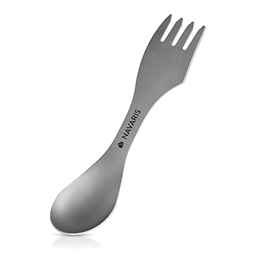Conjunto de Talheres NAVARIS (Titanio - 21.5 x 2.7 cm) Kw-Commerce - Utensílios e louça de cozinha para camping - titânio, 21.5 x 2.7 cm, garfo, colher, faca