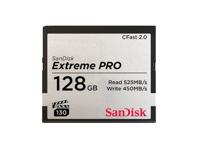 Cartão de Memória SANDISK EXTREME PRO CFAST 2.0 128GB Sandisk - Cartões de memória flash - 128 GB, CFast 2.0, 525 MB/s, 450 MB/s