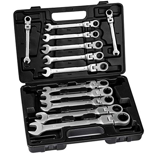 Conjunto de Chaves de Fenda TECTAKE (Preto - Aço) TecTake - Chaves inglesas - cabeça flexível, aço alveolado, resistentes, duráveis