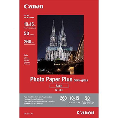 Papel Fotográfico CANON Plus Semi-Gloss Canon SG-201 - 10 x 15 cm - 50 Folhas Canon - Papel de impressora e copiadora - semi-gloss, 10x15 cm, 50 folhas, cores vivas