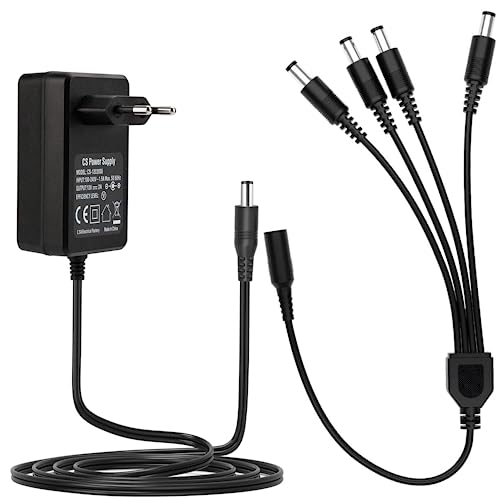 Fonte de Alimentação TONTON DC 12V 2A Preto Tonton Security - Acessórios de câmera de vigilância - DC 12V, 2A, compatível, divisor de cabo
