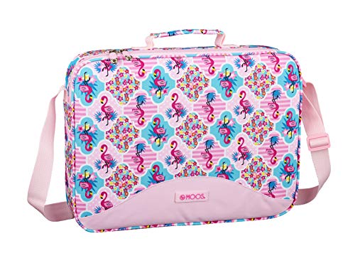 Mochila MOOS Flamingo (Rosa - Poliéster - 30x22x8 cm) safta - Bolsas - escolar, compartimento único, alça curta, alça longa