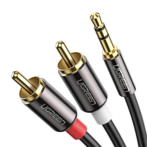 Cabo de Áudio UGREEN (RCA - Jack 3.5mm - 2 m - Preto) UGREEN - Cabos de áudio e vídeo - 2 m, RCA, 3.5mm, plug & play