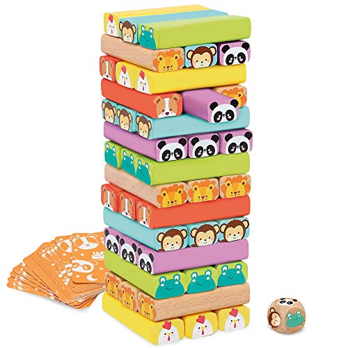 Torre de Blocos WOOMAX com Animais e Cores WOOMAX - Jogos - educacional, coordenação motriz, raciocínio lógico, concentração