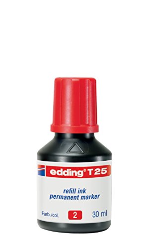Recarga Marcadores Permanentes EDDING T25 Vermelho (20 ml) Edding - Recargas de tinta para marcadores e marcadores fluorescentes - recarga, tinta permanente, eddington, vermelho