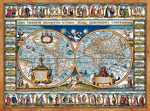 Puzzle CASTORLAND Map of The World, 1639 Castorland - Quebra-cabeças de encaixar - 2000 peças, mapa do mundo, 1639, encaixe fácil