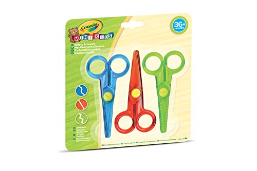 Tesoura de Papel CRAYOLA Mini Kids 3 Safety Scissors CRAYOLA - Ferramentas de corte e relevo para artesanato - plástico, 3 formas, trabalhos manuais