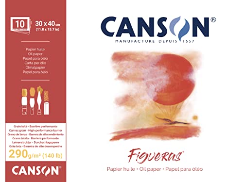 Papel para Pintar CANSON (Branco - 30 x 40 cm) Fila - Papel de arte e artesanato - 30 x 40 cm, alta qualidade, resistente, pintura a óleo