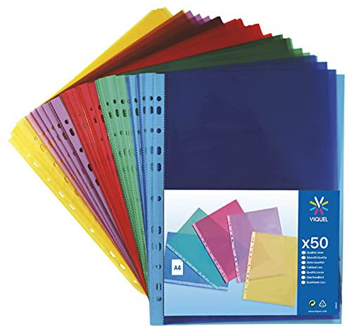 Pack 50 Capas para Encadernação VIQUEL 106050 Viquel - Protetores de folhas - polipropileno, 11 furos, 50 unidades, transparente