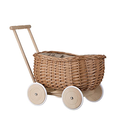 Cesto Elegante de Wicker para Jardim - 50 x 40 x 70 cm e-wicker24 - Móveis para bebês e crianças pequenas - wicker, 50 x 40 x 70 cm, tampa, puxador de metal