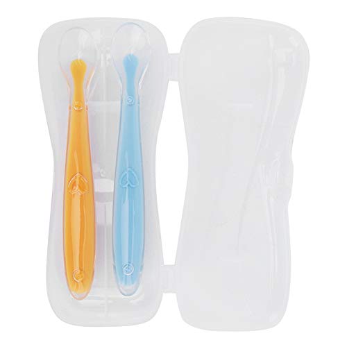 Conjunto de 2 Talheres para Bebês SILICONA (Amarelo - Azul) Zerodis- - Talheres - silicona, bebés, amarelo, azul