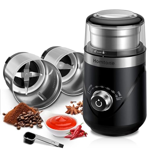 Moinho Elétrico HOMTONE HT-EC-01 (2 Recipientes) Homtone - Moedores de café - 2 recipientes, 6 níveis, elétrico, café