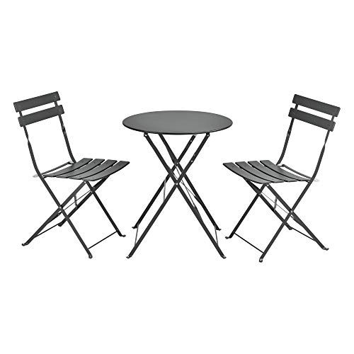 Conjunto de Jardim [en.casa] Bistro | Cinzento Escuro (Cama e Sofá) [en.casa] - Serviço de alimentação - jardim, cinzento escuro
