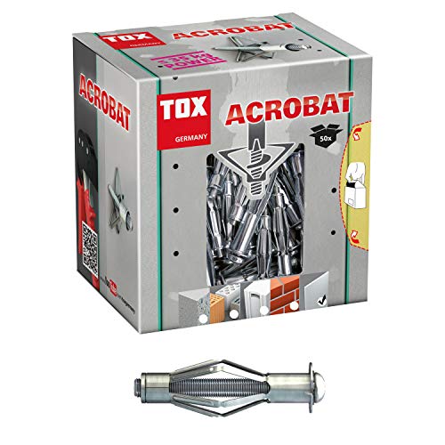 Conjunto de Parafusos com Bucha TOX Acrobat TOX - Ancoragens de gesso - aço galvanizado, tampa anti-rotativo, paredes 1/2 camadas