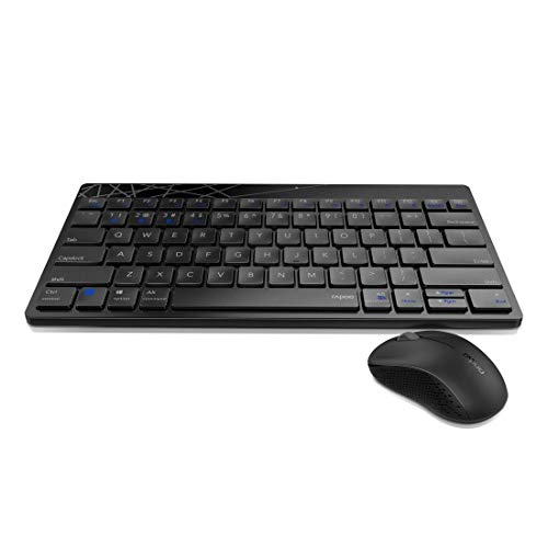 Teclado Wireless + Rato Rapoo 8000M | Idioma: Alemão | Preto Rapoo - Conjuntos de acessórios de computador - wireless, rato, alemão, preto