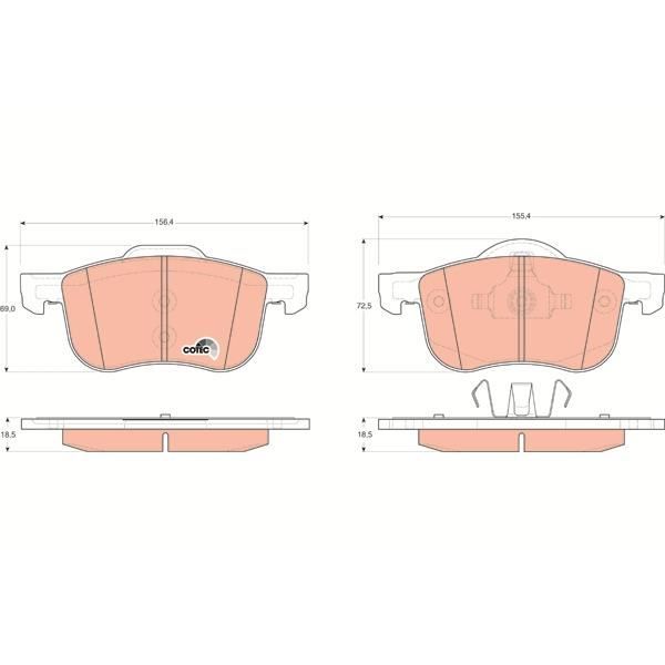 Pastilha de Travão TRW AUTOMOTIVE GDB1388 TRW - Sistema de freios de veículos motorizados - almofada, preto, original