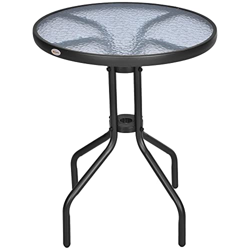 Mesa de Jardim Redonda Outsunny | Ø60 x 70 cm - Preto Outsunny - Mesas de exterior - redonda, 60x70 cm, preto, resistente