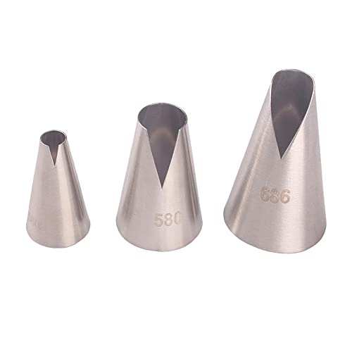 Conjunto de 3 Bicos para Pastelaria BLUGUL BLUGUL - Formas de bolos - 3 bicos, inox, coração, flor, folha