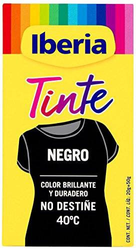 Tinta Lavável para Roupa IBERIA Tinte Ropa No Destina 40º (Preto - 1.5 kg) IBERIA - Tinta, tinta de arte e esmalte - 15 kg, acabamento brilhante, lavável 40ºC, poder fixador