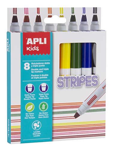 Marcador APLI STRIPES (Multicor - 8 Unidades) Apli kids - Marcadores e marcadores de texto - multicor, 8 unidades