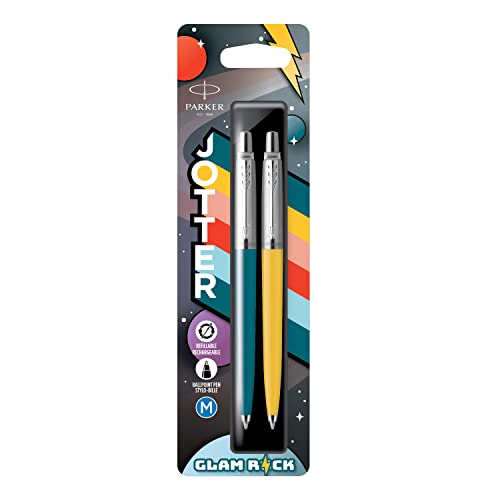 Esferográfica Parker Jotter Glam Rock Azul PARKER - Canetas - esferográfica, parker jotter glam rock, azul, design elegante, corpo plástico amarelo e azul real