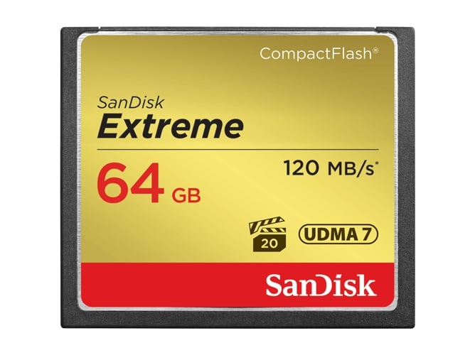 Cartão de Memória SANDISK Extreme Pro 64GB Sandisk - Cartões de memória flash - 64 gb, CompactFlash, 120 MB/s, preto