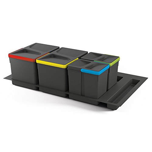 Conjunto de Recipientes para Resíduos EMUCA 12L+6L+6L Emuca - Lixeiras e cestos de lixo - conjunto, recipientes, residuos, emuca, design discreto, bases ajustáveis