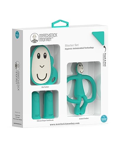 Conjunto de 2 dentes para bebé MATCHSTICK MATCHSTICK - Chupetas e mordedores - conjunto, 2 dentes, bebé, matchstick, macacos, cores vivas