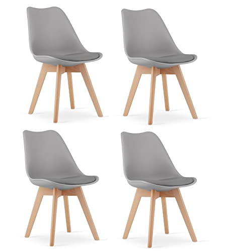 Conjunto de 4 Cadeiras NMK HOME (Cinzento - Poliéster - 87x42x44 cm) NMK HOME - Conjuntos de móveis de quarto - poliéster, cinzento, 4 cadeiras