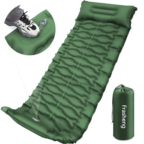 Colchão Insuflável FRASHENG com Almofada e Bomba de Pé (Verde) Frasheng - Colchões de dormir - insuflável, almofada, bomba de pé